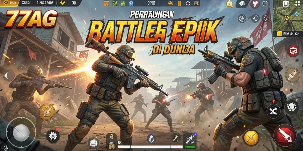 Tangkapan layar pertarungan intens di dalam 77AG.