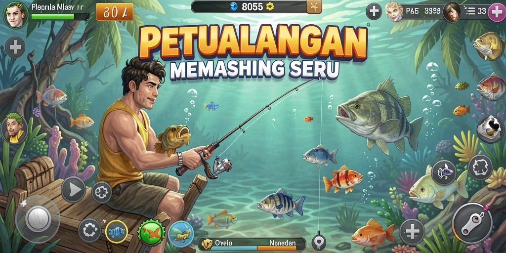 Gameplay seru dengan teknik memancing yang menarik.