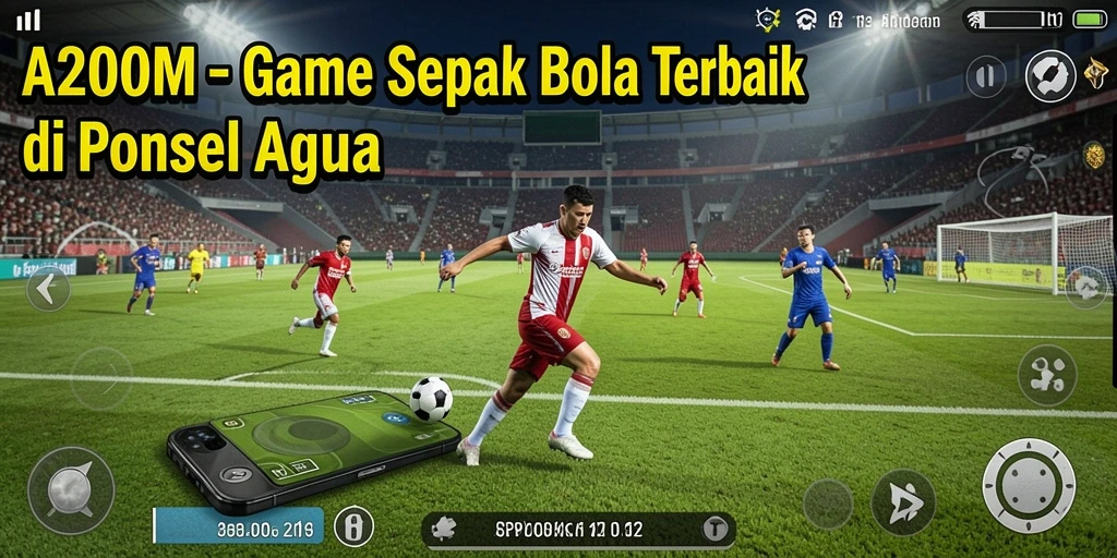 Tampilan gameplay menegangkan dalam A200M yang penuh aksi sepak bola.