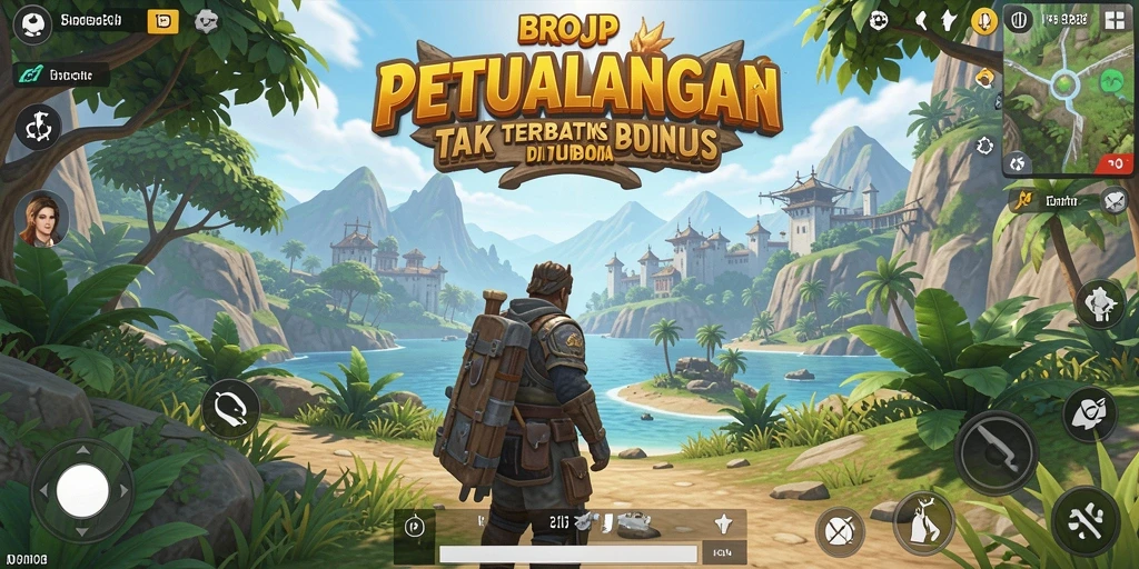 Screenshot utama menunjukkan gameplay mendalam di dunia terbuka BROJP.