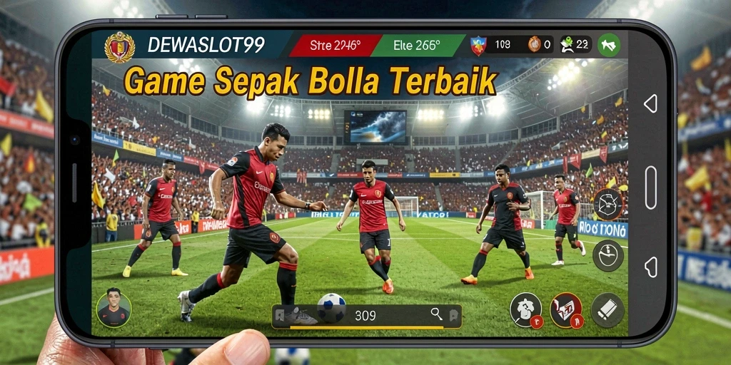Tampilan gameplay seru dari DEWASLOT99 dengan aksi sepak bola.