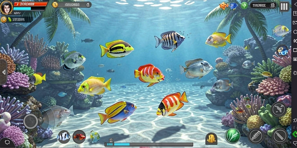 Gameplay seru DOREMI88 saat menembak ikan di bawah laut.