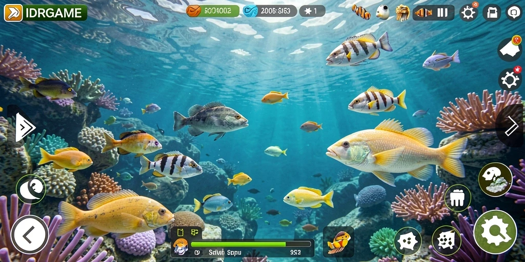 Tampilan gameplay IDRGAME dengan suasana memancing yang menawan.