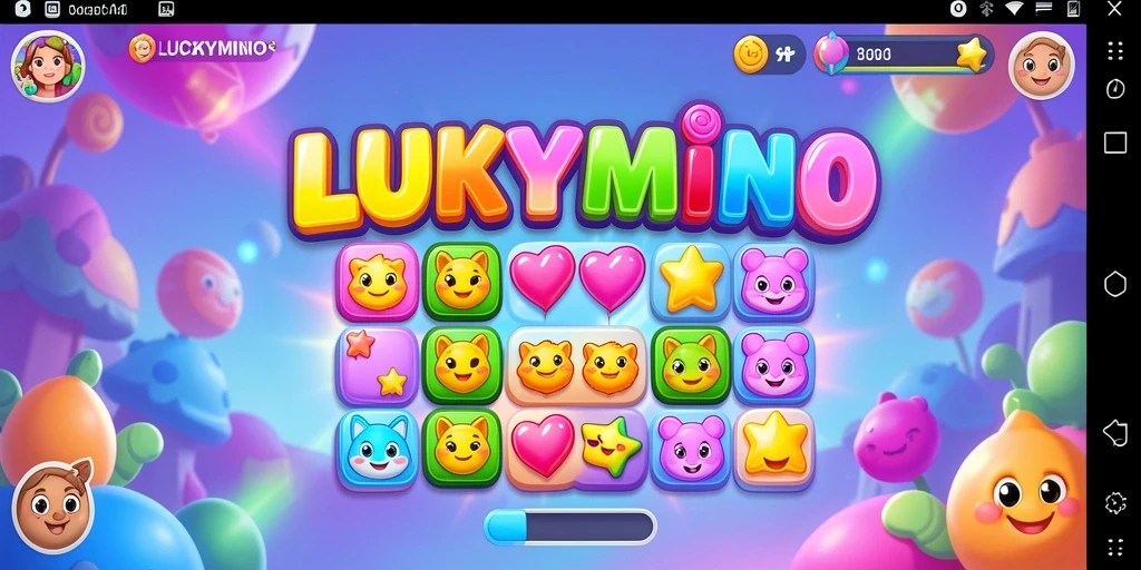 Tampilan gameplay menarik pada LUCKYMINO dengan pencocokan objek cerah.