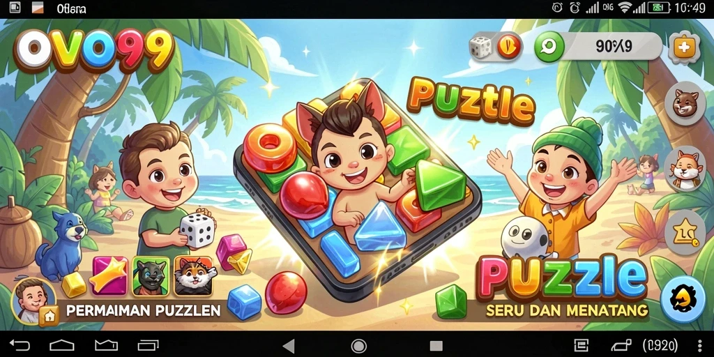 Tampilan gameplay OVO99 yang seru dan penuh tantangan puzzle.