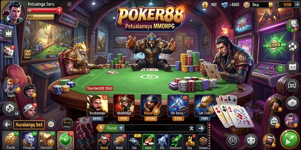 Tampilan gameplay MMORPG yang seru di POKER88.