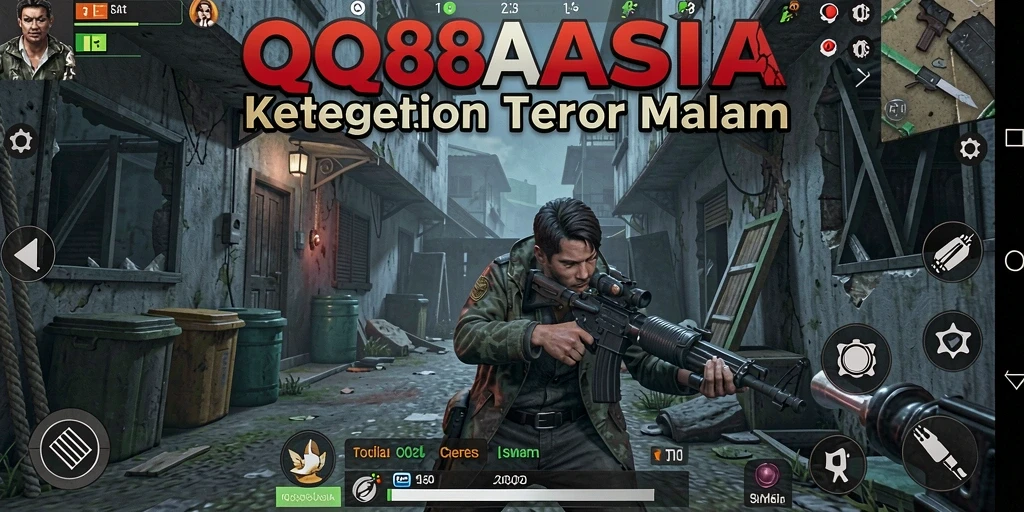 Screenshot menunjukkan aksi menegangkan dalam suasana horor.