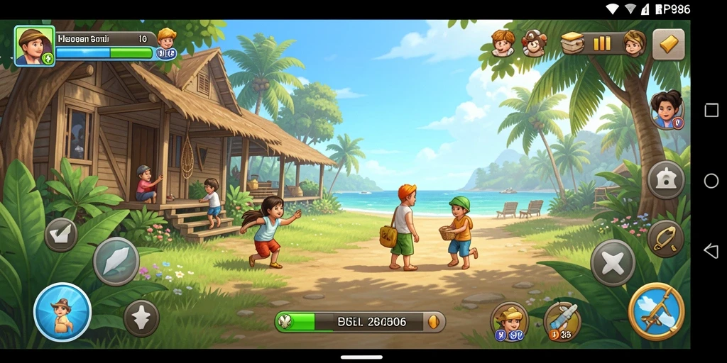 Screenshot gameplay RP886 yang penuh warna dan interaktif.