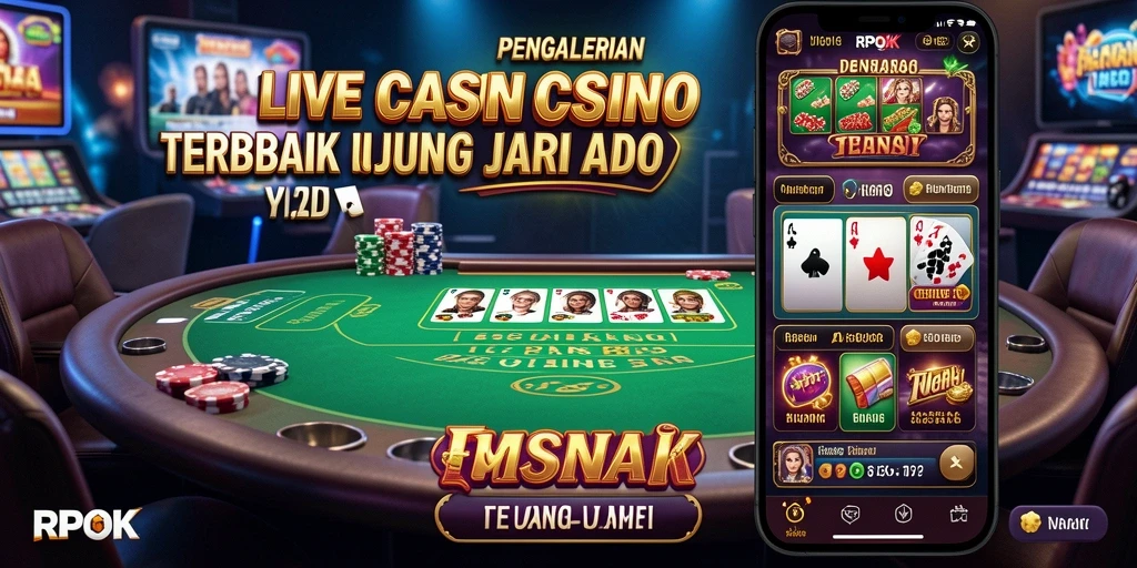 Screenshot RPOK menampilkan dealer profesional dan suasana kasino yang mendebarkan.