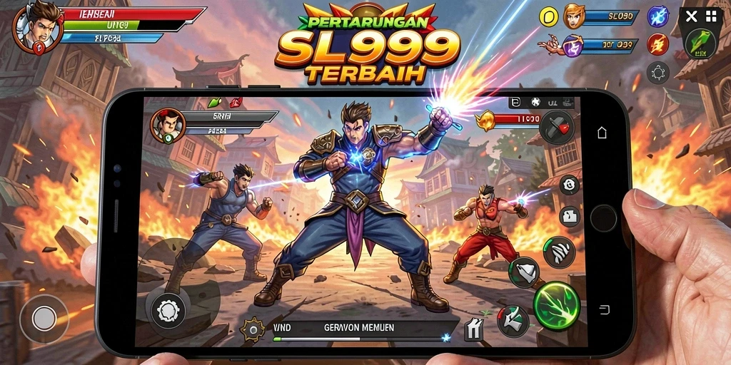 Tampilan gameplay SL999 dengan pertarungan karakter yang penuh aksi.