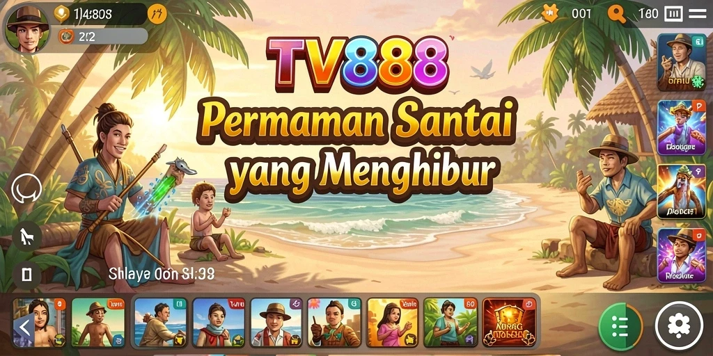 Screenshot utama TV888 menunjukkan gameplay yang seru dan penuh warna.